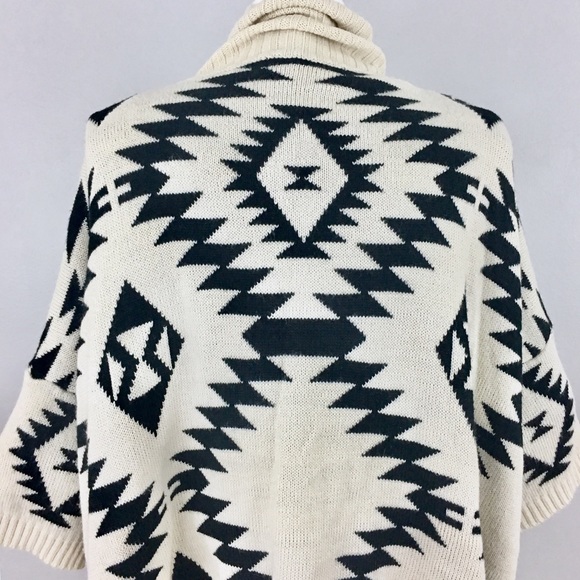 Beige Aztec Kimono Shawl Collar Open Cardigan L - Picture 3 of 7